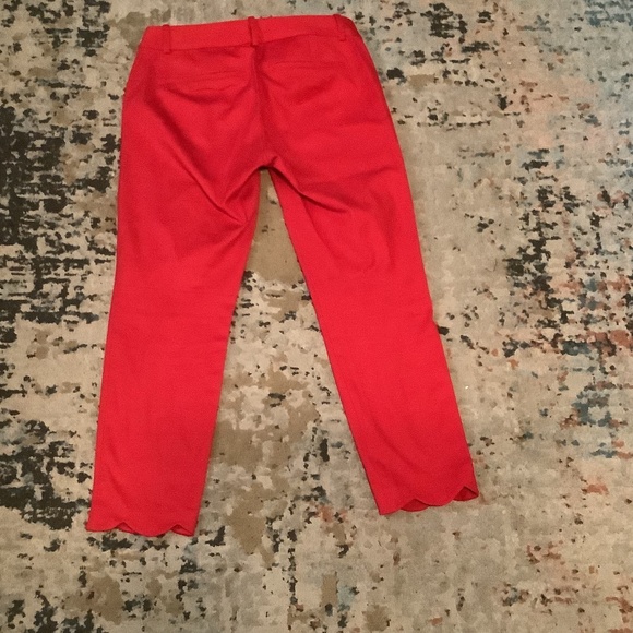 J Crew Winnie red scalloped capri pants, size 4 - Picture 3 of 7